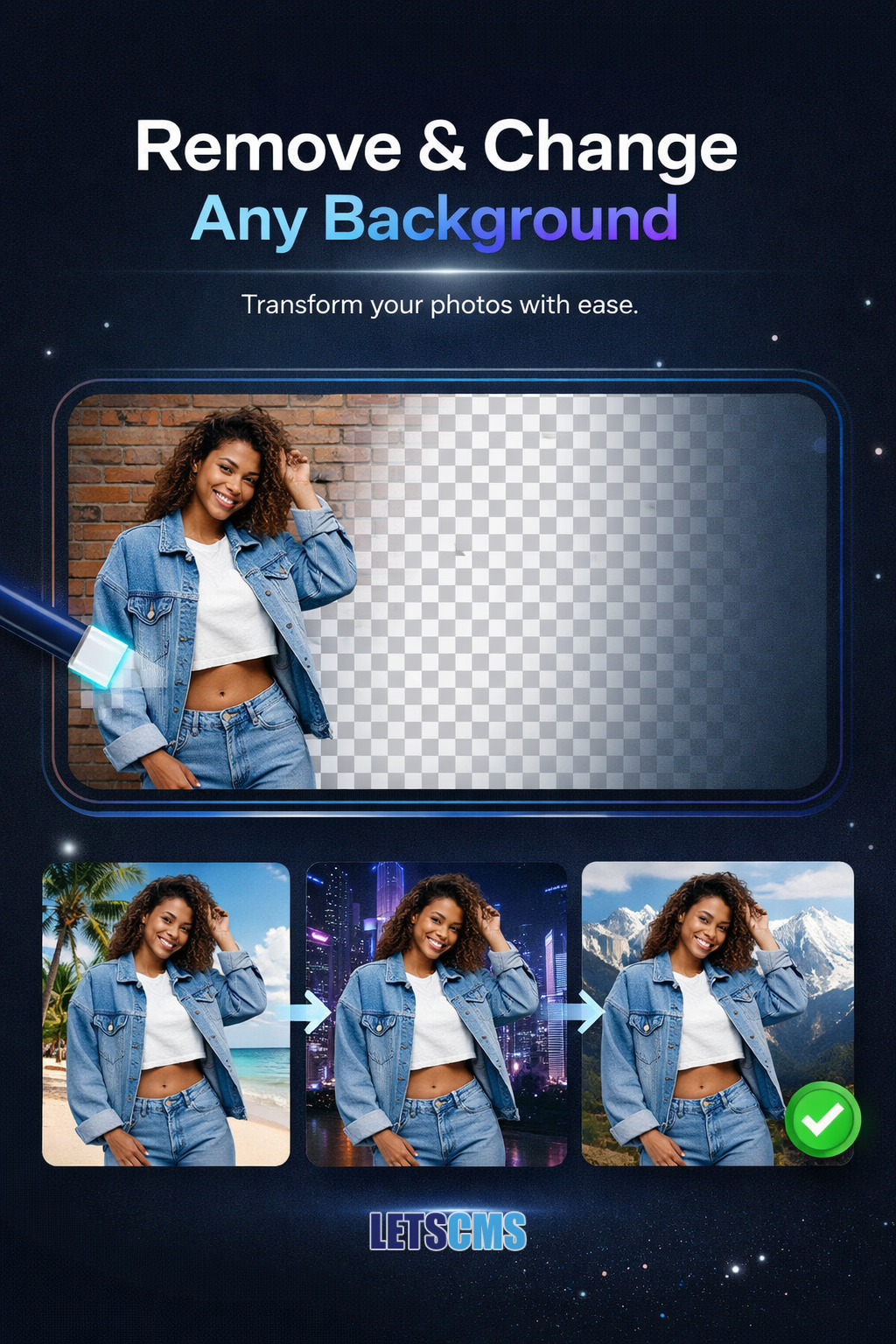 Remove and change photo background online using AI background remover tool